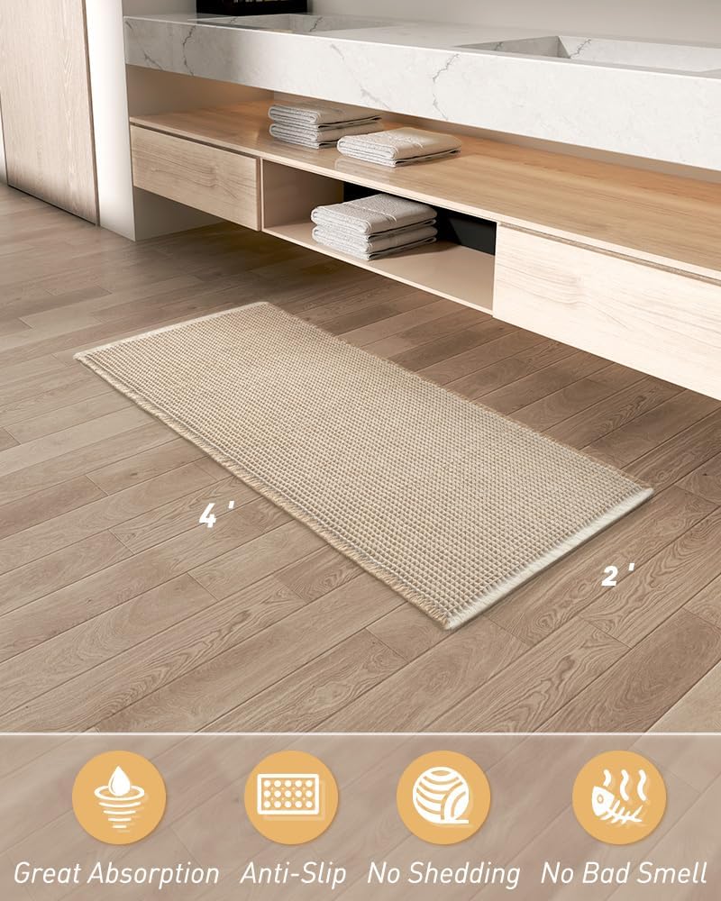2025 Waffle Bath Mat - Non-Slip Super Absorbent Machine Washable Bathroom Rug - Picture 149 of 199