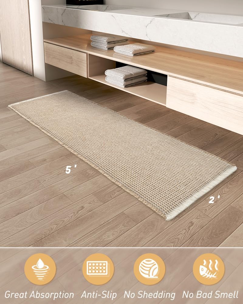 2025 Waffle Bath Mat - Non-Slip Super Absorbent Machine Washable Bathroom Rug - Picture 150 of 199