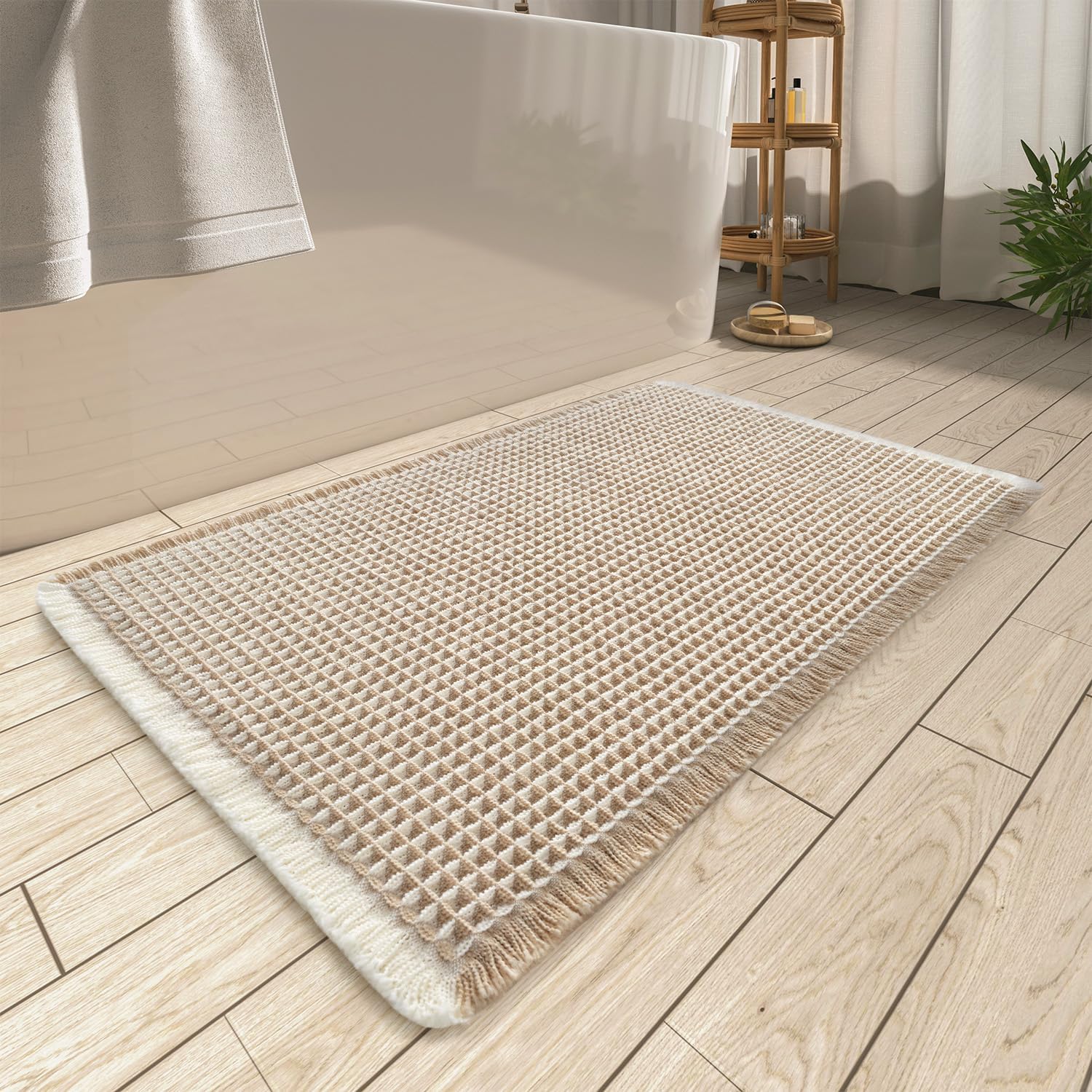 2025 Waffle Bath Mat - Non-Slip Super Absorbent Machine Washable Bathroom Rug - Picture 151 of 199