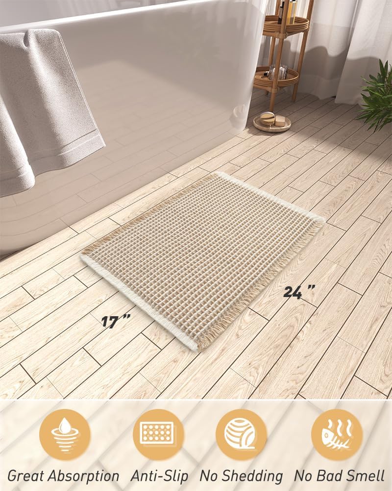 2025 Waffle Bath Mat - Non-Slip Super Absorbent Machine Washable Bathroom Rug - Picture 153 of 199