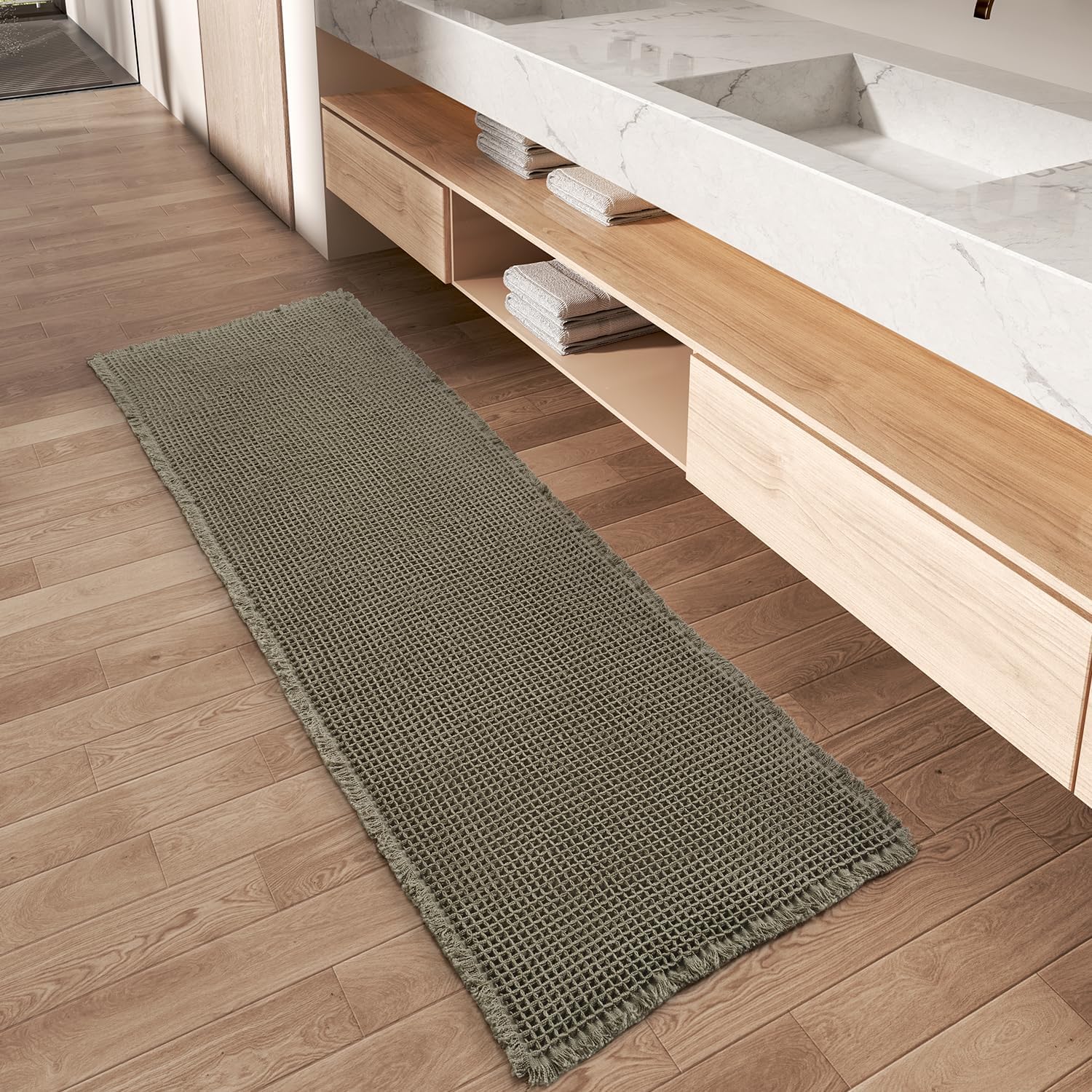 2025 Waffle Bath Mat - Non-Slip Super Absorbent Machine Washable Bathroom Rug - Picture 154 of 199