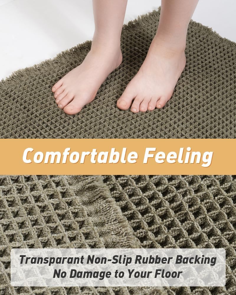 2025 Waffle Bath Mat - Non-Slip Super Absorbent Machine Washable Bathroom Rug - Picture 156 of 199