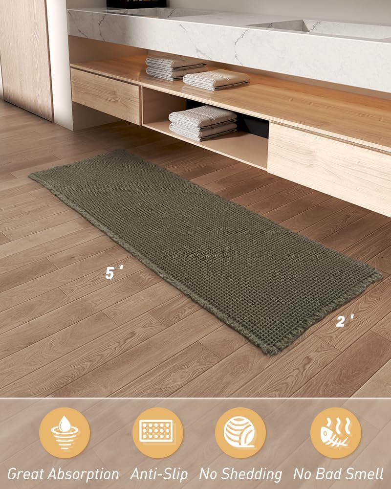 2025 Waffle Bath Mat - Non-Slip Super Absorbent Machine Washable Bathroom Rug - Picture 159 of 199