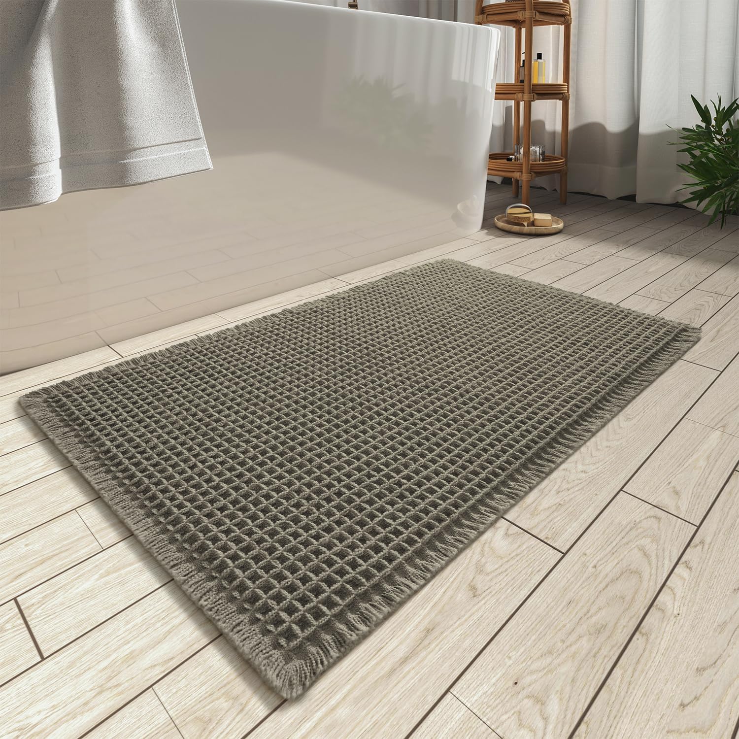 2025 Waffle Bath Mat - Non-Slip Super Absorbent Machine Washable Bathroom Rug - Picture 161 of 199