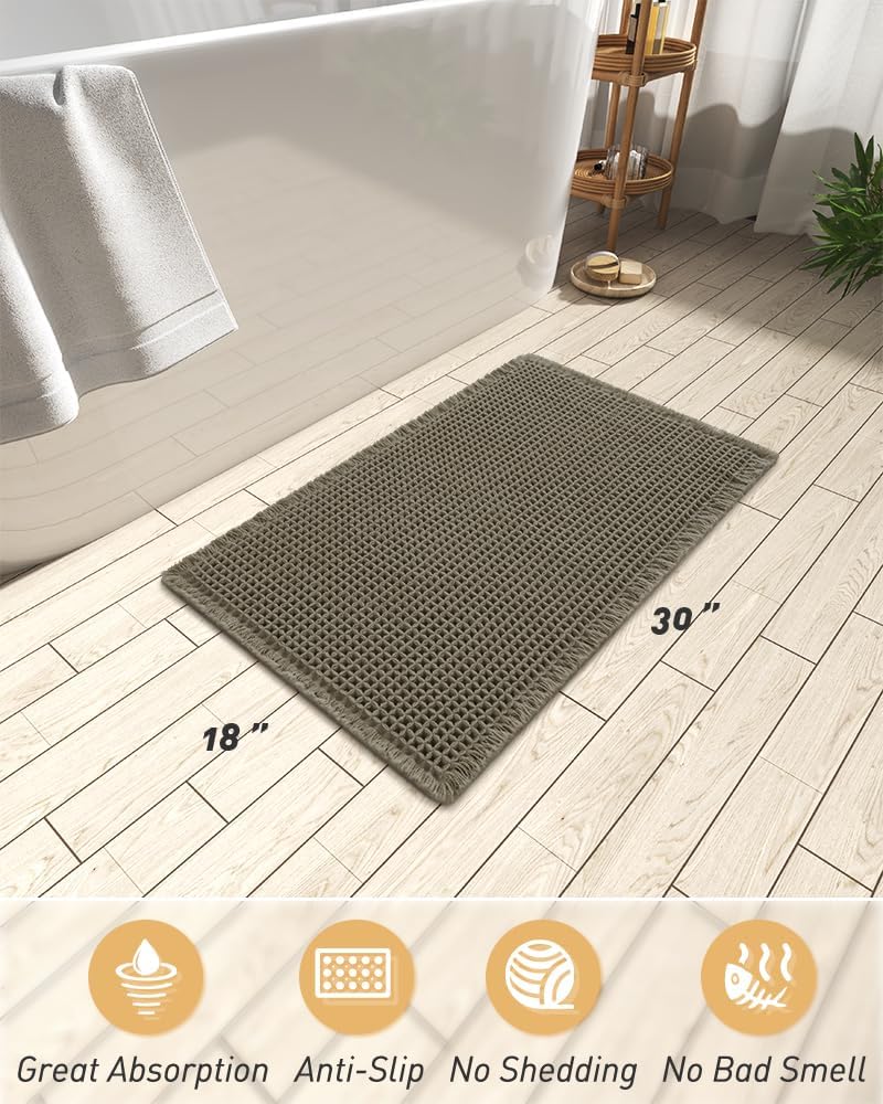 2025 Waffle Bath Mat - Non-Slip Super Absorbent Machine Washable Bathroom Rug - Picture 162 of 199