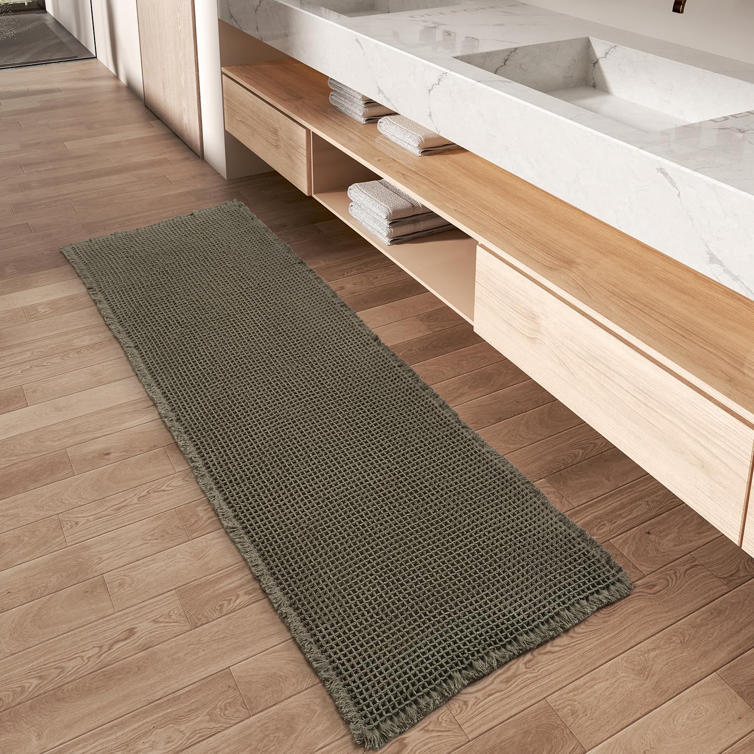 2025 Waffle Bath Mat - Non-Slip Super Absorbent Machine Washable Bathroom Rug - Picture 165 of 199