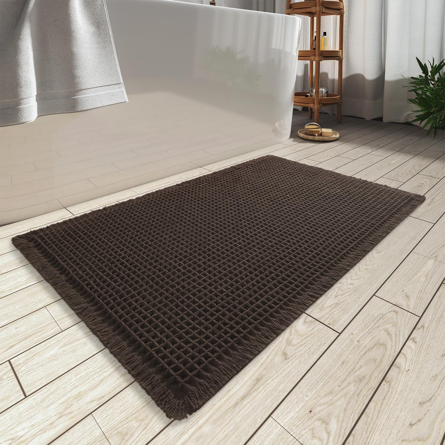 2025 Waffle Bath Mat - Non-Slip Super Absorbent Machine Washable Bathroom Rug - Picture 166 of 199