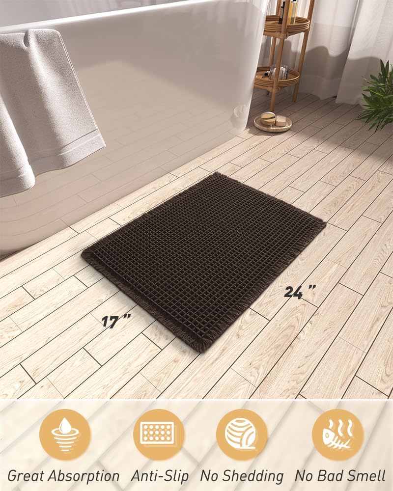 2025 Waffle Bath Mat - Non-Slip Super Absorbent Machine Washable Bathroom Rug - Picture 167 of 199