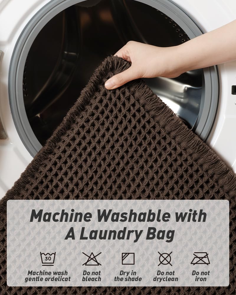 2025 Waffle Bath Mat - Non-Slip Super Absorbent Machine Washable Bathroom Rug - Picture 171 of 199