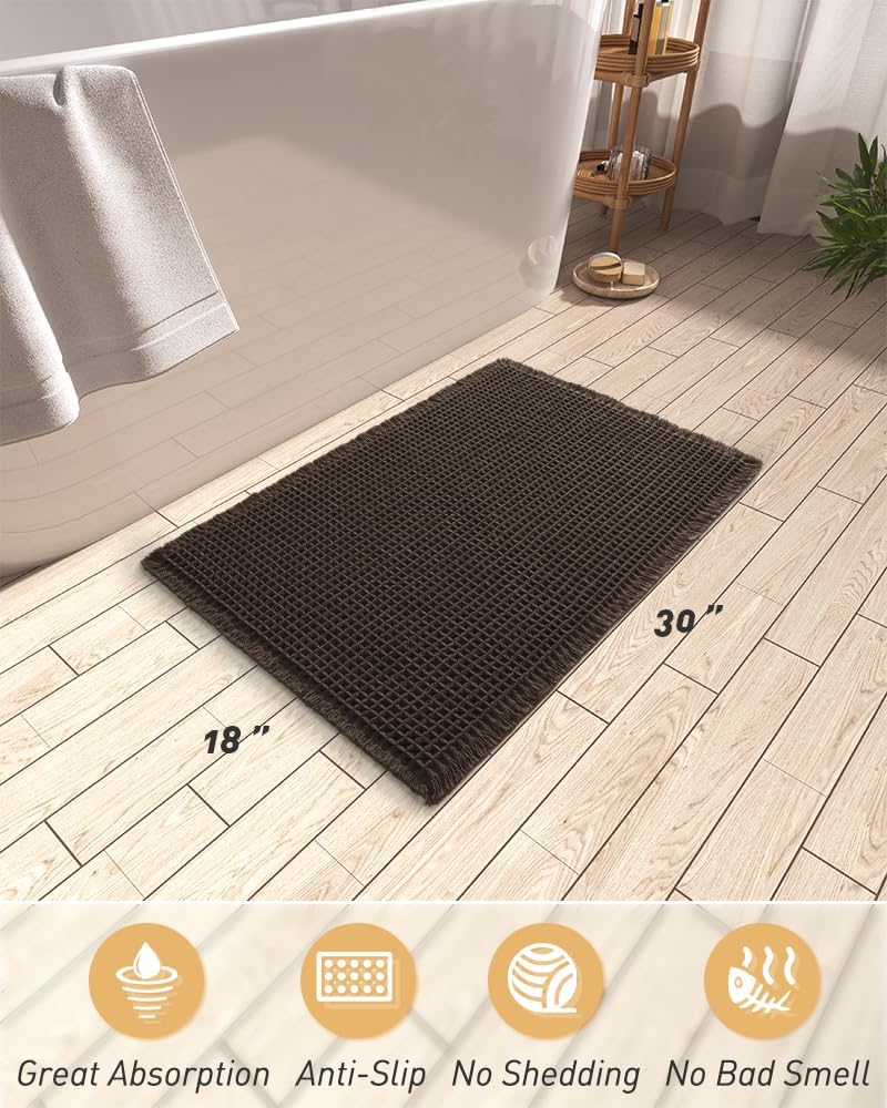2025 Waffle Bath Mat - Non-Slip Super Absorbent Machine Washable Bathroom Rug - Picture 175 of 199