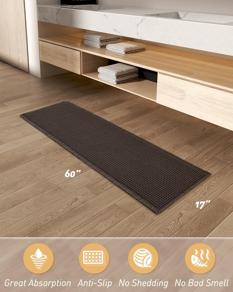 2025 Waffle Bath Mat - Non-Slip Super Absorbent Machine Washable Bathroom Rug - Picture 176 of 199