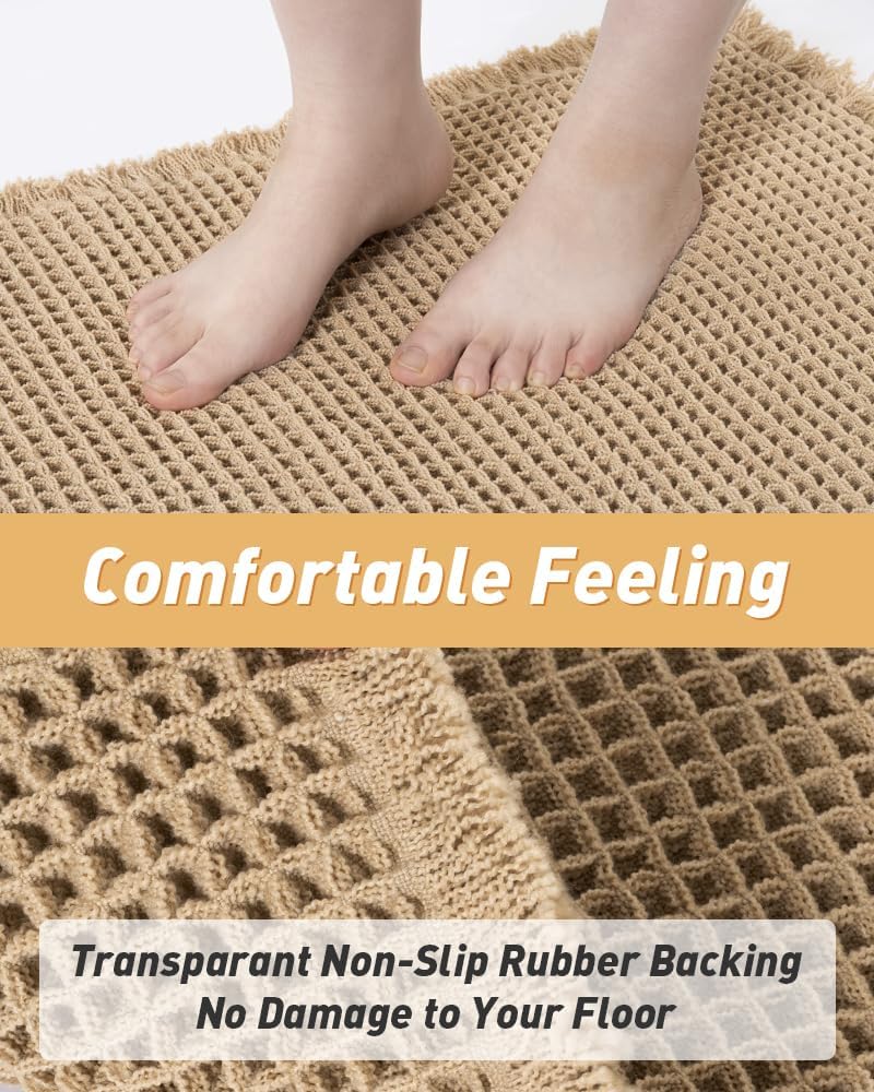 2025 Waffle Bath Mat - Non-Slip Super Absorbent Machine Washable Bathroom Rug - Picture 181 of 199