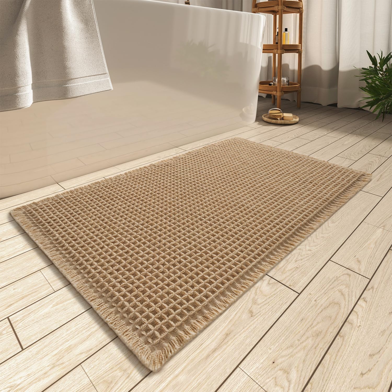 2025 Waffle Bath Mat - Non-Slip Super Absorbent Machine Washable Bathroom Rug - Picture 185 of 199