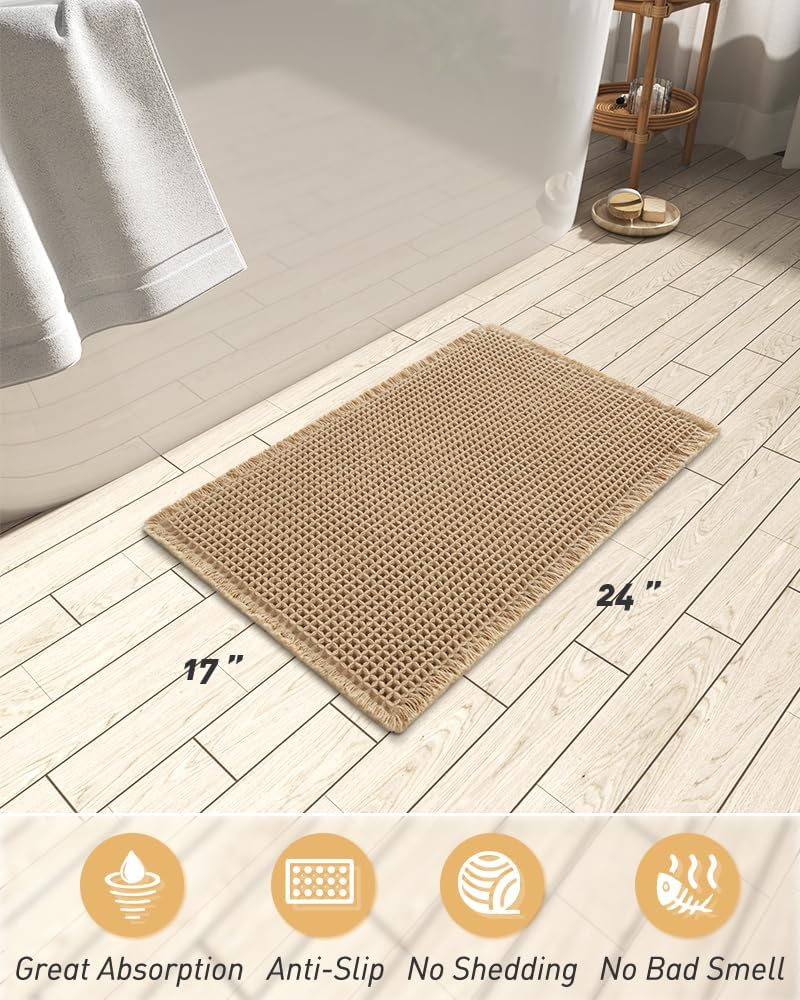 2025 Waffle Bath Mat - Non-Slip Super Absorbent Machine Washable Bathroom Rug - Picture 186 of 199