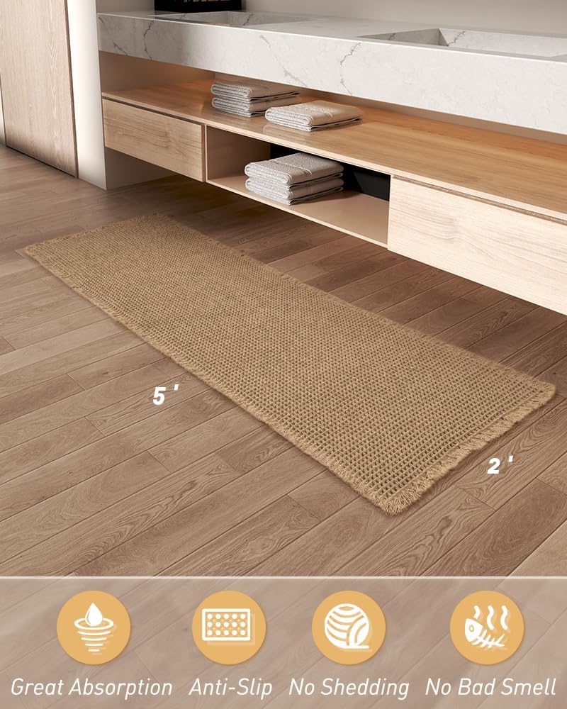 2025 Waffle Bath Mat - Non-Slip Super Absorbent Machine Washable Bathroom Rug - Picture 188 of 199