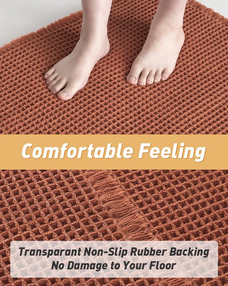 2025 Waffle Bath Mat - Non-Slip Super Absorbent Machine Washable Bathroom Rug - Picture 192 of 199