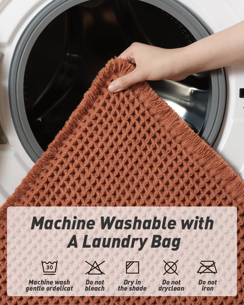 2025 Waffle Bath Mat - Non-Slip Super Absorbent Machine Washable Bathroom Rug - Picture 194 of 199