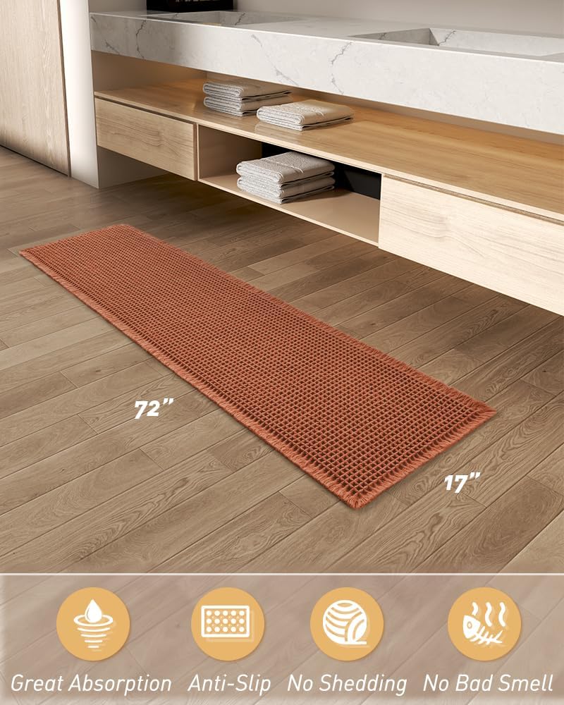 2025 Waffle Bath Mat - Non-Slip Super Absorbent Machine Washable Bathroom Rug - Picture 196 of 199