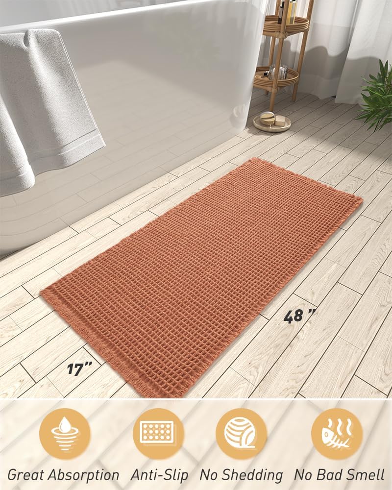 2025 Waffle Bath Mat - Non-Slip Super Absorbent Machine Washable Bathroom Rug - Picture 197 of 199