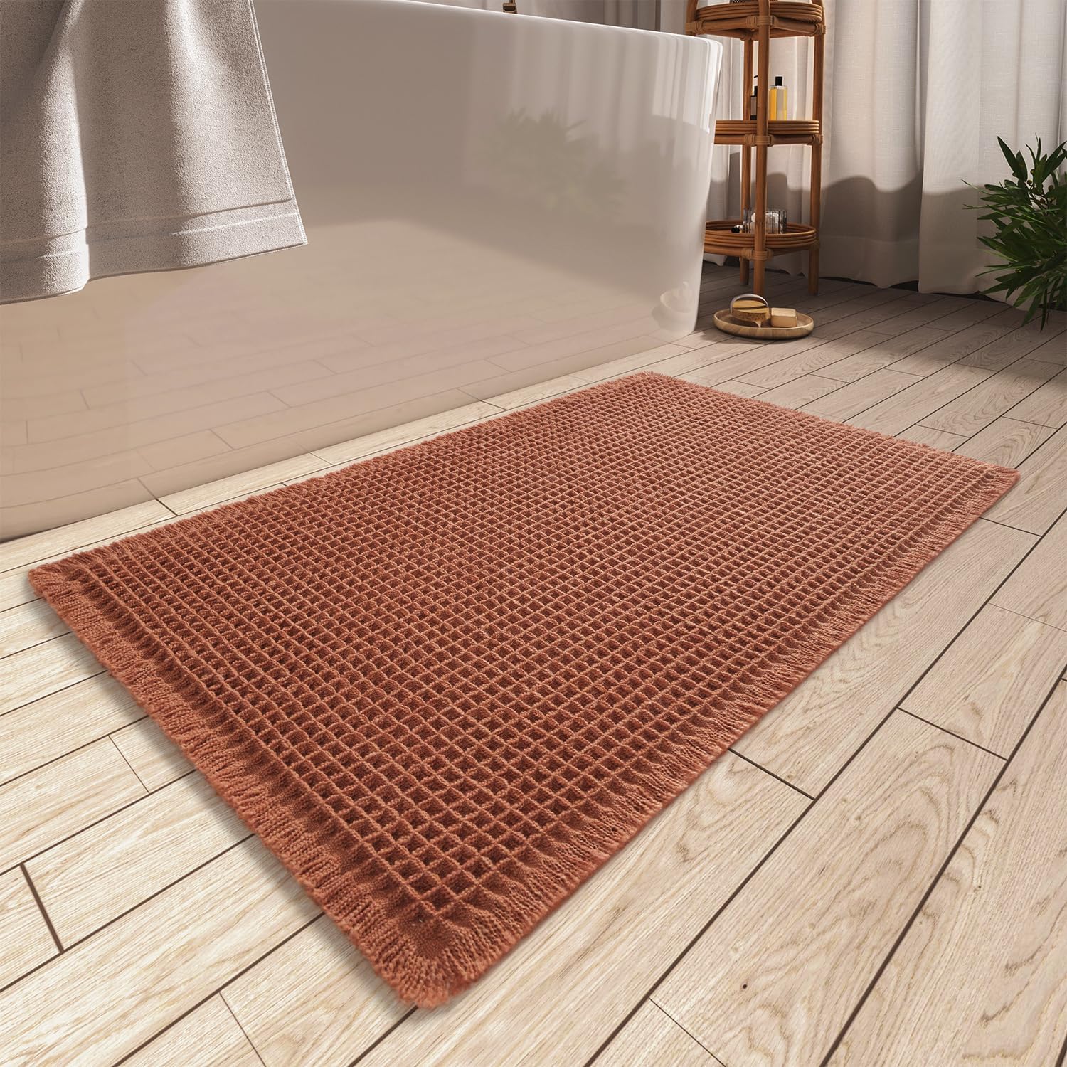 2025 Waffle Bath Mat - Non-Slip Super Absorbent Machine Washable Bathroom Rug - Picture 198 of 199