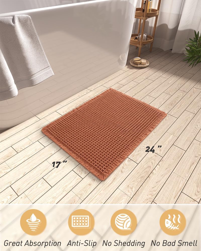 2025 Waffle Bath Mat - Non-Slip Super Absorbent Machine Washable Bathroom Rug - Picture 199 of 199