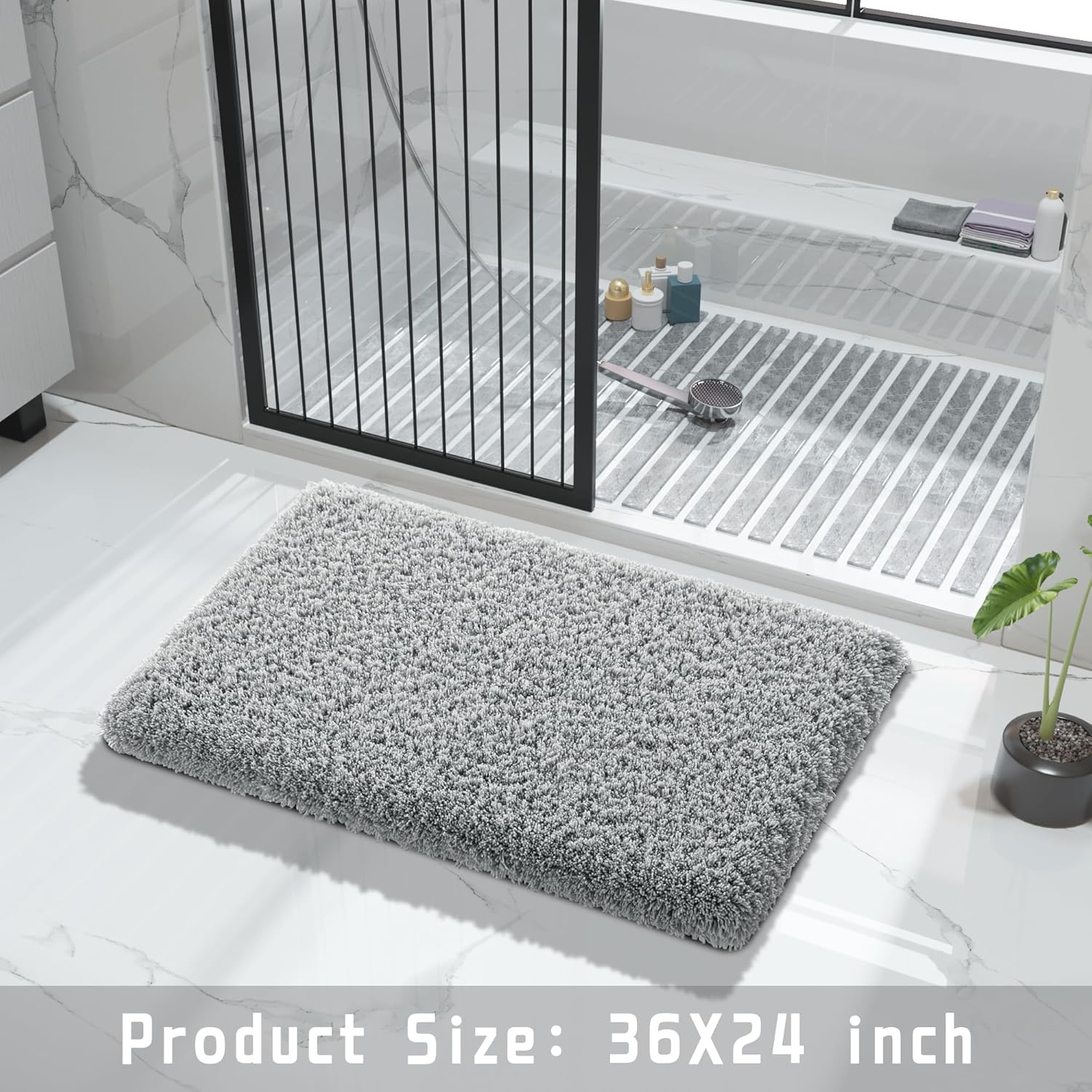 2025 Plush Bath Mat - Ultra Soft Non-Slip Microfiber Absorbent Shower Rug - Picture 119 of 252