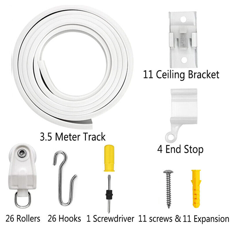 1-5M PVC Bendable Coiled Curtain Track Straight Curved Corner Bay Window Rail UK