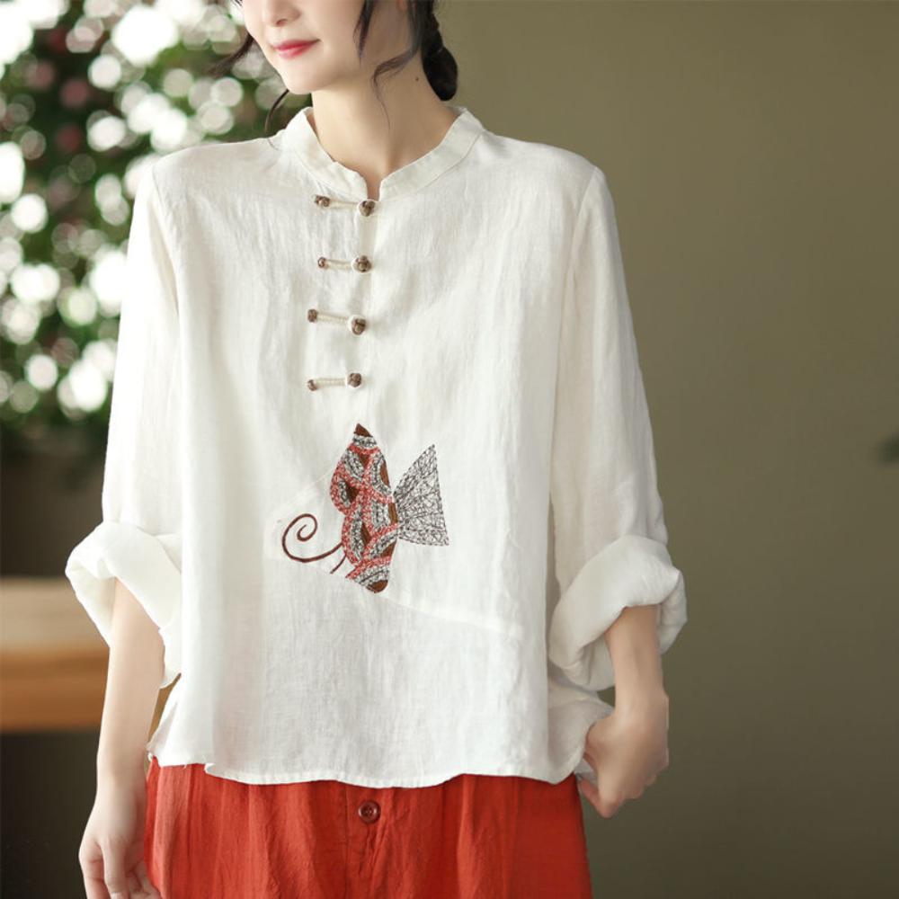 Ethnic Women Embroidery Cotton Linen T-shirts Casual Tops Blouse Retro Chinese - Picture 23 of 23