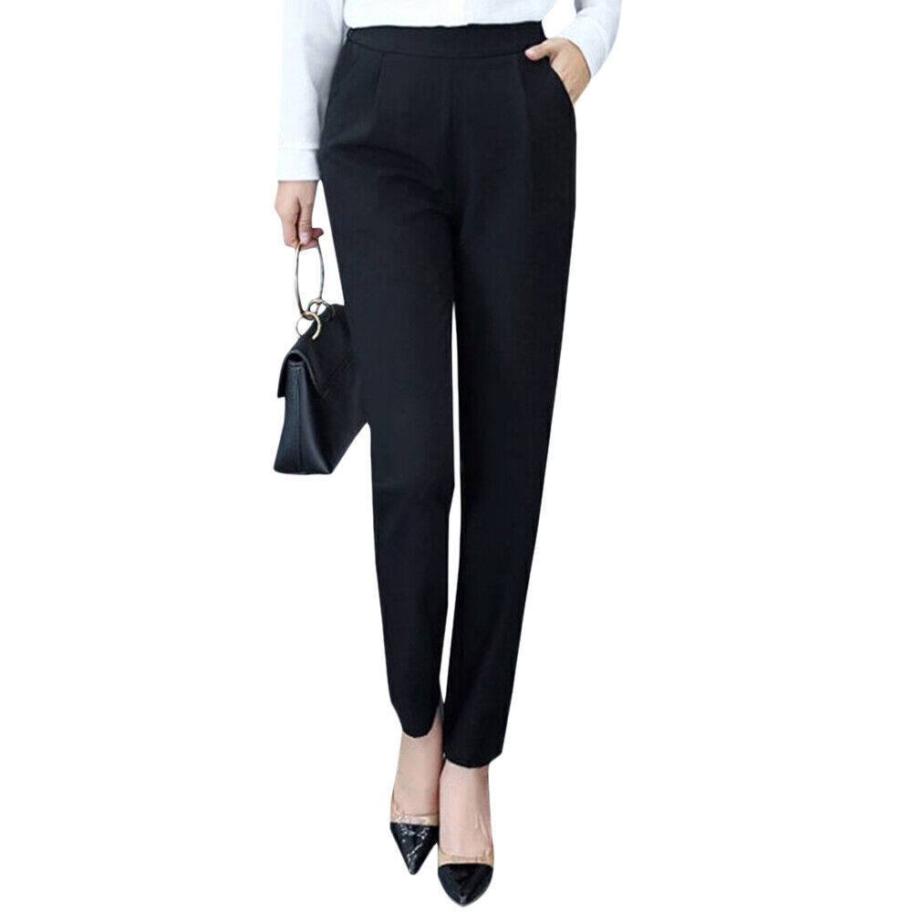 Women Elegant Slim High Waist Pants Casual Formal Office Work Trousers Bottoms - Picture 16 of 18