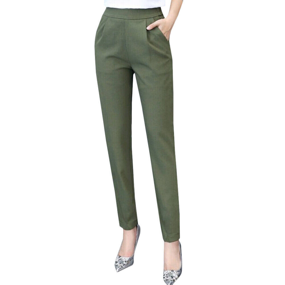 Women Elegant Slim High Waist Pants Casual Formal Office Work Trousers Bottoms - Picture 17 of 18