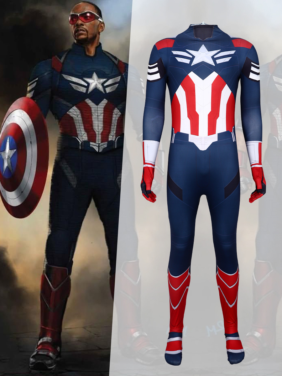 Captain America Brave New World Jumpsuit Costume Cosplay Outfits for Adults Kids - Picture 12 of 12
