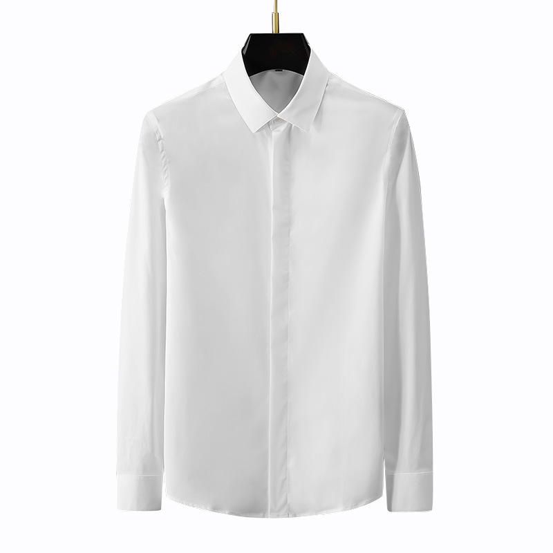 Men's Long Sleeve Shirt Formal Long Sleeve Dress Shirt Office Work Shirt Tops - Picture 15 of 19