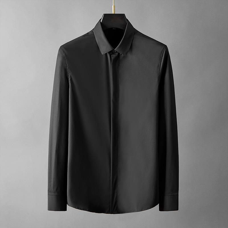 Men's Long Sleeve Shirt Formal Long Sleeve Dress Shirt Office Work Shirt Tops - Picture 16 of 19