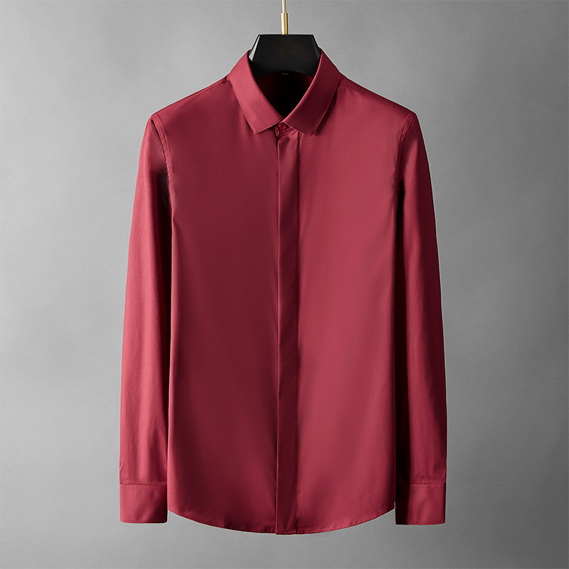 Men's Long Sleeve Shirt Formal Long Sleeve Dress Shirt Office Work Shirt Tops - Picture 17 of 19