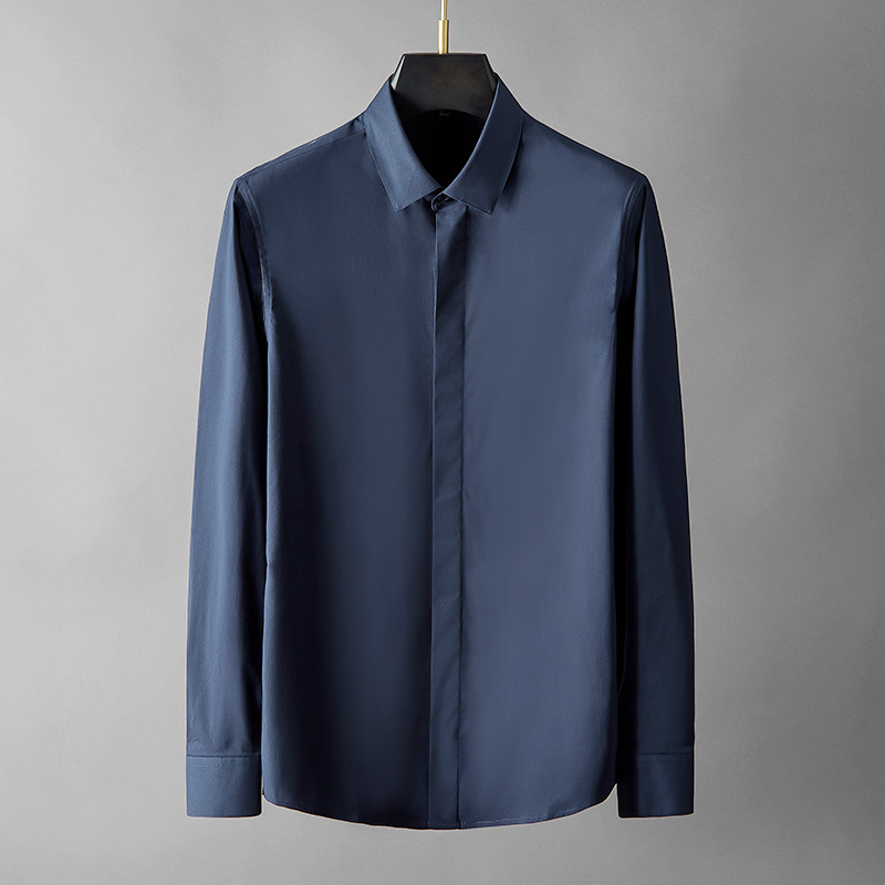 Men's Long Sleeve Shirt Formal Long Sleeve Dress Shirt Office Work Shirt Tops - Picture 18 of 19