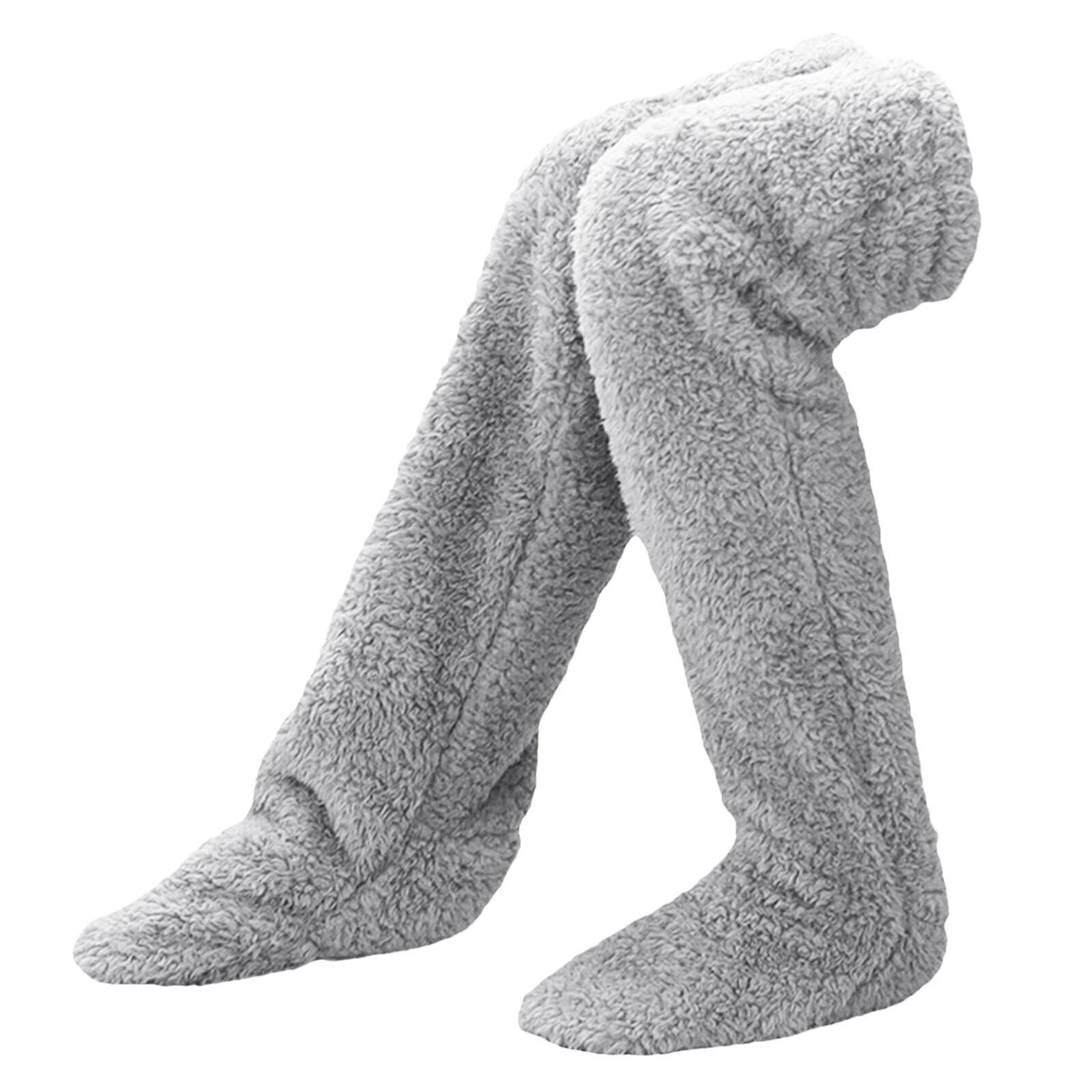 Over Knee Legs Socks Stockings High Fuzzy Plush Slipper Furry Long Leg Warmers - Picture 28 of 32