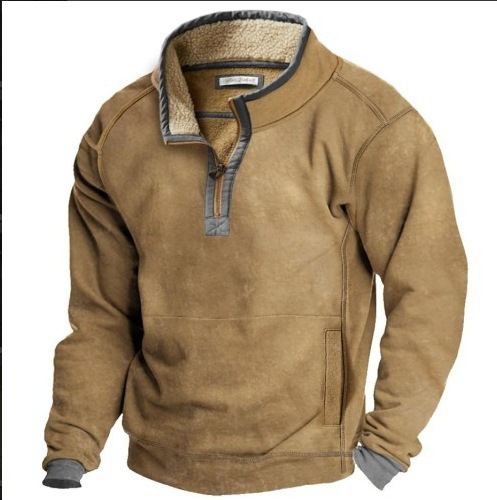 Sudadera con capucha informal para hombre cuello alto cremallera manga larga deportiva sudadera con capucha de lana - Imagen 12 de 16