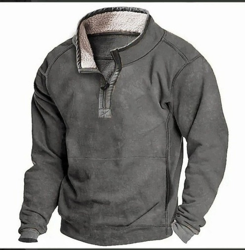 Sudadera con capucha informal para hombre cuello alto cremallera manga larga deportiva sudadera con capucha de lana - Imagen 13 de 16