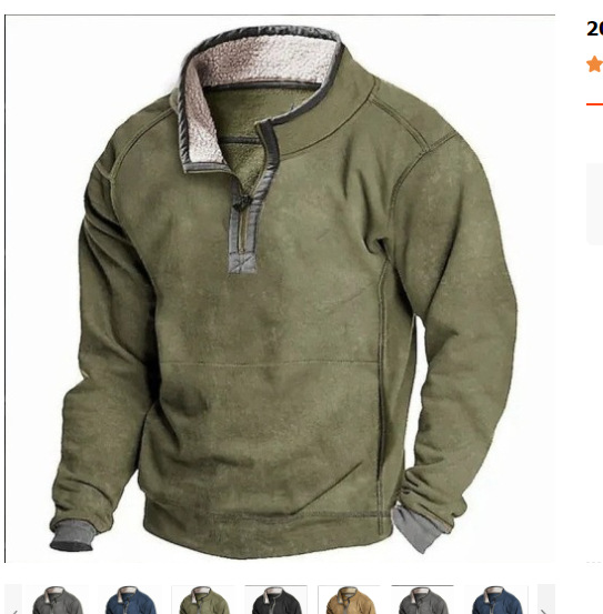 Sudadera con capucha informal para hombre cuello alto cremallera manga larga deportiva sudadera con capucha de lana - Imagen 14 de 16