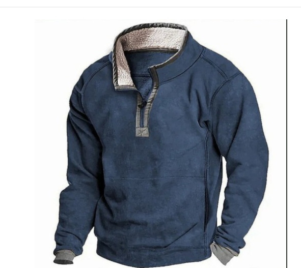 Sudadera con capucha informal para hombre cuello alto cremallera manga larga deportiva sudadera con capucha de lana - Imagen 15 de 16