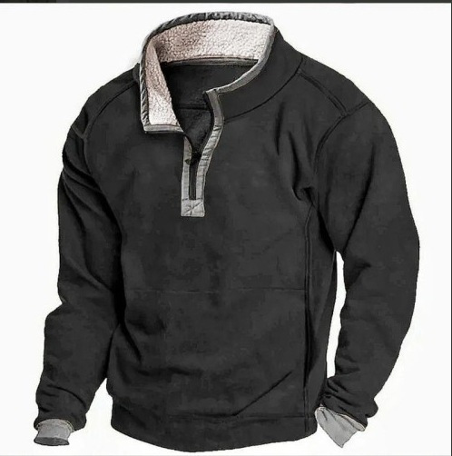 Sudadera con capucha informal para hombre cuello alto cremallera manga larga deportiva sudadera con capucha de lana - Imagen 16 de 16