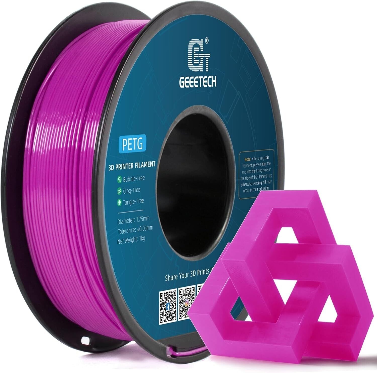 【Buy 4 Get 2 Free,ADD 6】 Geeetech 3D Printer PETG Filament 1.75mm 1KG Consumable - Afbeelding 26 van 36