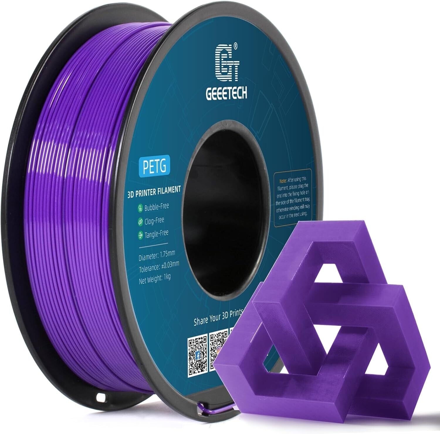 【Buy 4 Get 2 Free,ADD 6】 Geeetech 3D Printer PETG Filament 1.75mm 1KG Consumable - Afbeelding 24 van 36