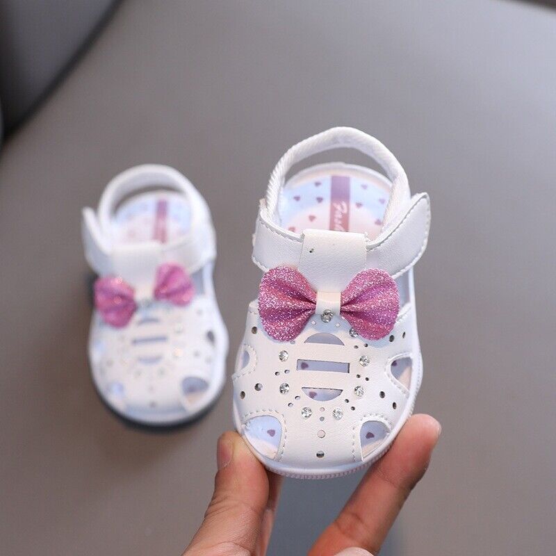 Girls Baby Bow Princess Sandals Toddlers Walking Shoes Non-slip Slippers UK Size