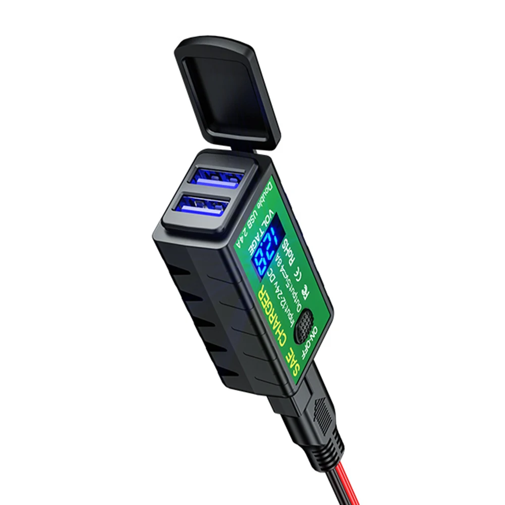 12V Dual USB Typ-C Wasserdicht SAE Zu USB Motorrad Handy-Ladegerät Adapter - Bild 13 von 15