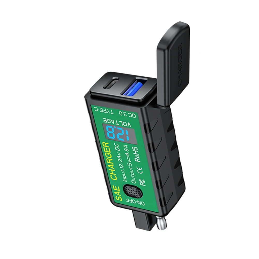 12V Dual USB Typ-C Wasserdicht SAE Zu USB Motorrad Handy-Ladegerät Adapter - Bild 15 von 15