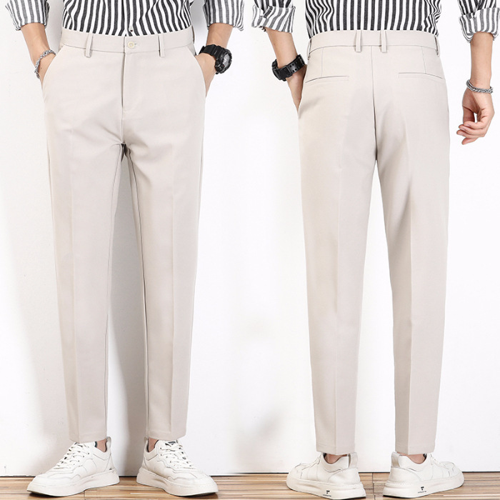 Summer British Slacks Men's Casual Slim-fit Youth Nine-point Pants Work Trousers - Picture 28 of 32