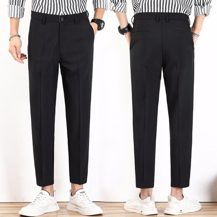 Summer British Slacks Men's Casual Slim-fit Youth Nine-point Pants Work Trousers - Picture 31 of 32