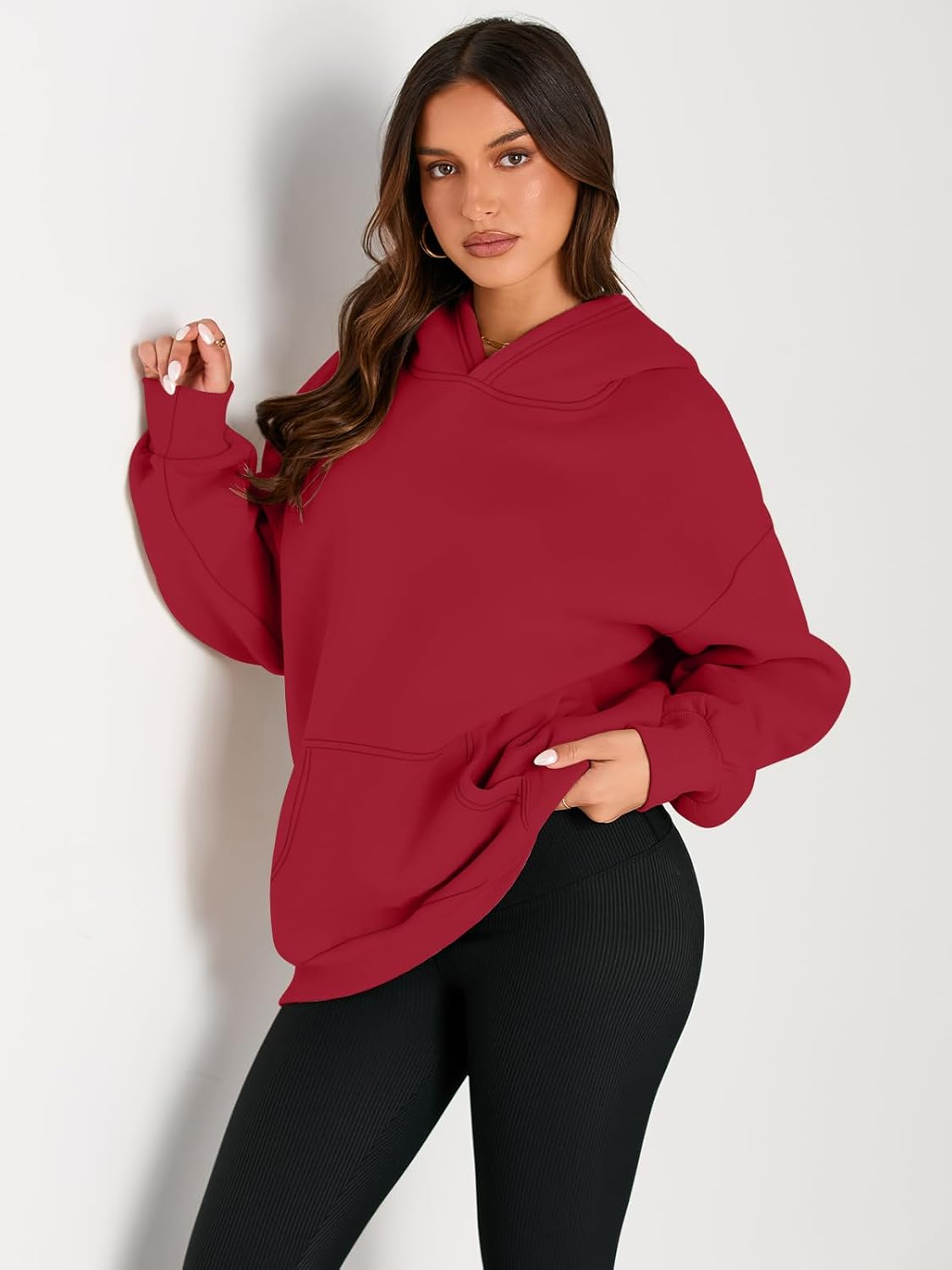 Women's Fleece Oversized Hoodie - Cozy Pullover Sweatshirt for Cold Weather - Picture 326 of 345