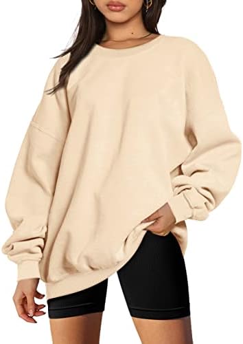 Women's Oversized Hooded Crewneck Sweatshirt - Cozy Winter Pullover for Outfits - Picture 19 of 28